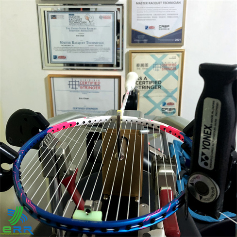 Li-Ning 62 Instinct Racket Restring with Li-Ning Windstorm Badminton Racket 27lbs by ERR Racket Restring Professional Stringer 2024 JB Malaysia