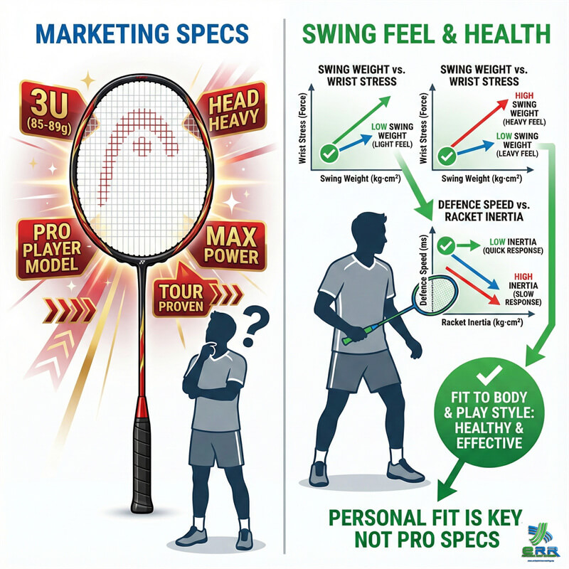 Professional Swing Weight Advice ERR Badminton Restring staff explaining swing weight myths to players in Wangsa Maju